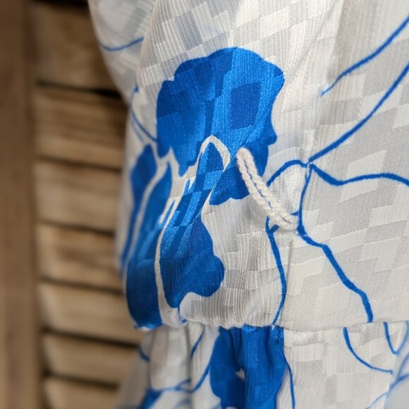 VINTAGE Lady Carol of New York Floral Blue and White Dress String Belt Size 16 - Picture 9 of 9